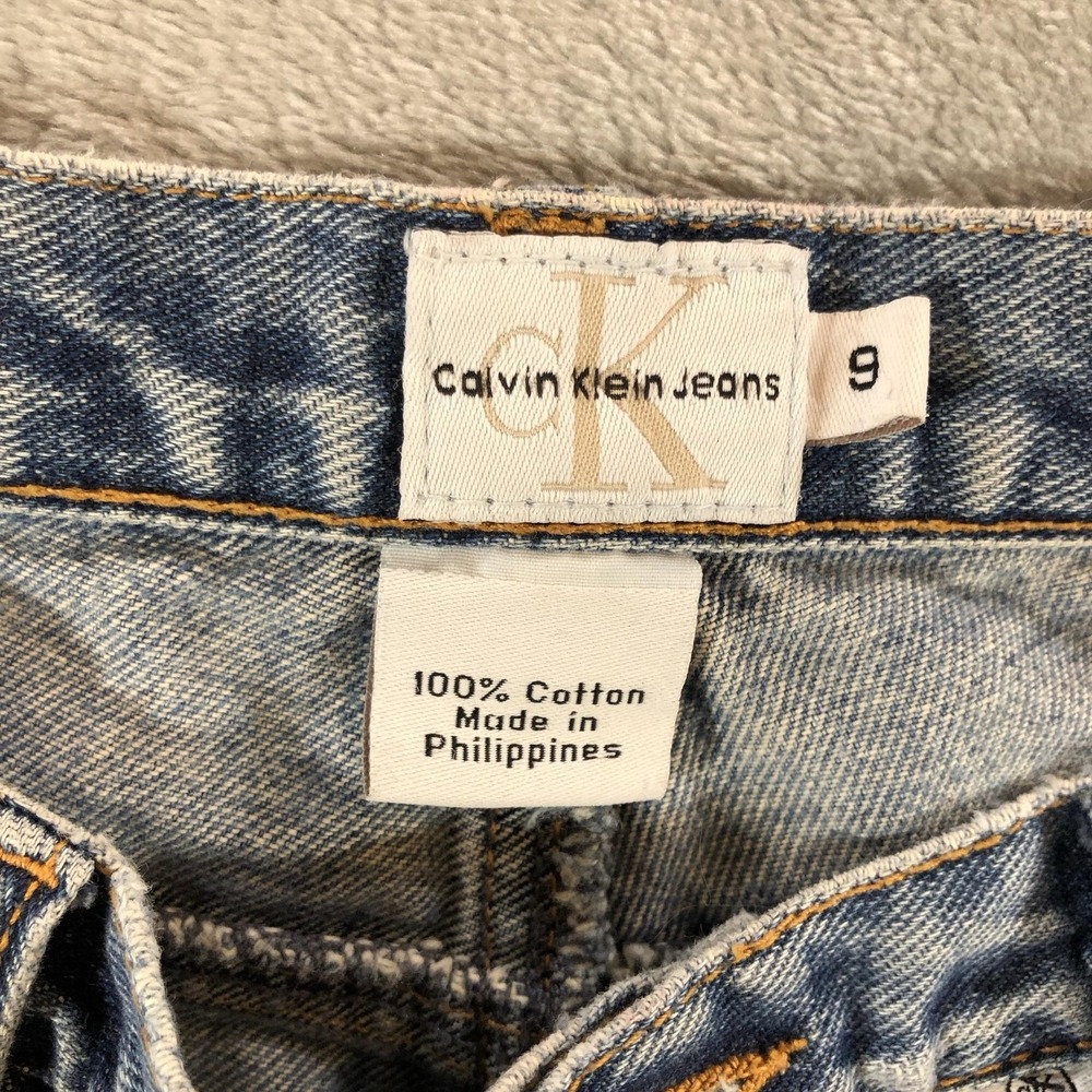 Vintage Calvin Klein Jeans Denim Shorts Juniors 9 28W Blue Cutoff Relaxed Y2K - Picture 10 of 16
